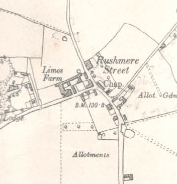 Old map of Rushmere  St Andrew