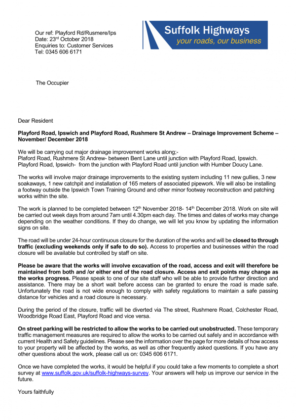 Playford Road Rushmere st Andrew Page 1