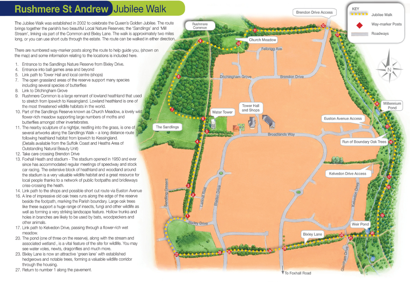 Rushmere St Andrew Jubilee Walk map